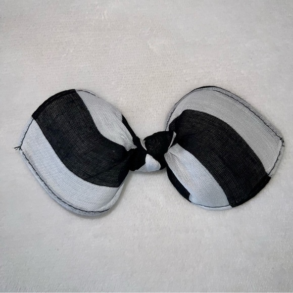 Black and White Striped Rockabilly Bandana Knotted Hair Bow - Picture 7 of 11